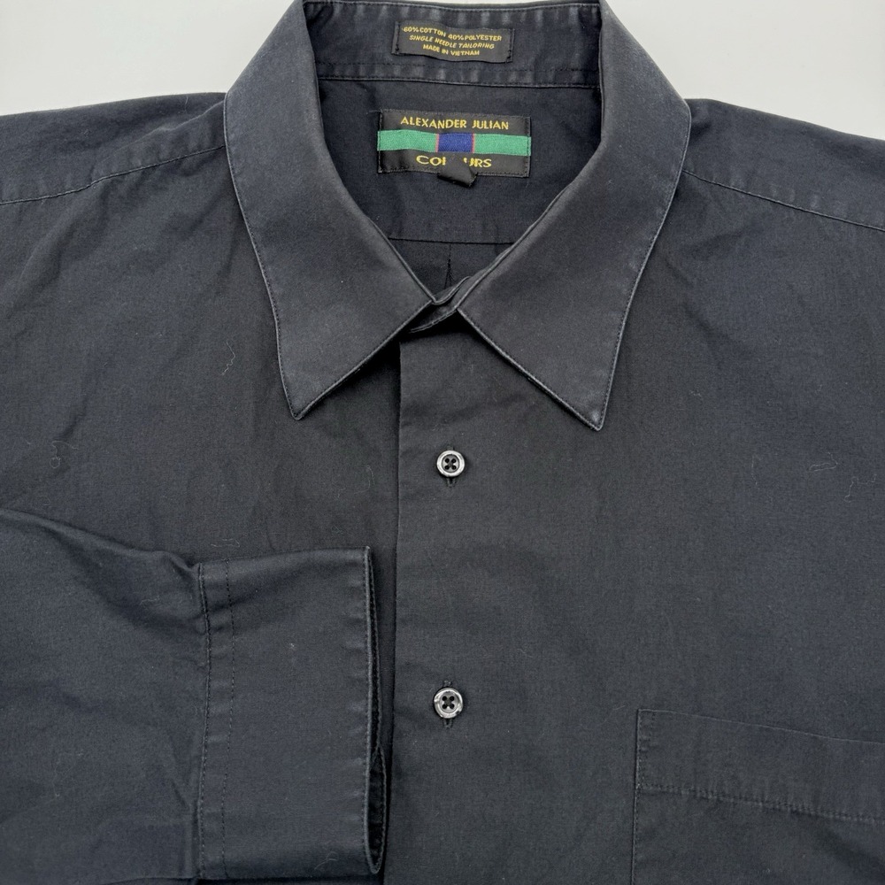 Alexander Julian Colours Button Down Men‎ XL Black Dress Shirt Long Sleeve Solid